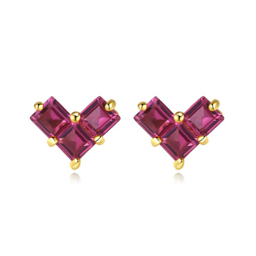 Gold Plated S925 Silver Pink Blue Aaaaa CZ Stud Earrings